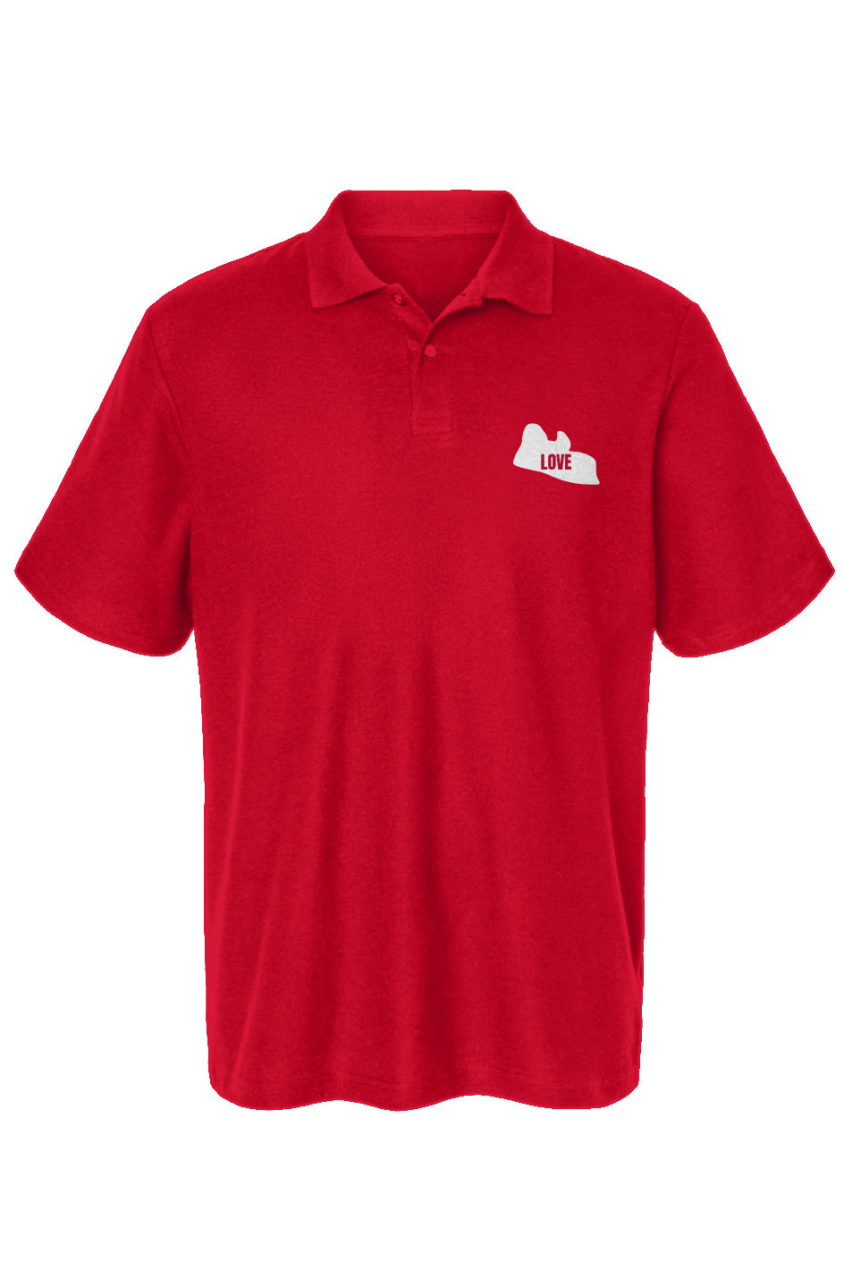 Think Love Build Liberia Map Embroidery Polo Shirt - Red